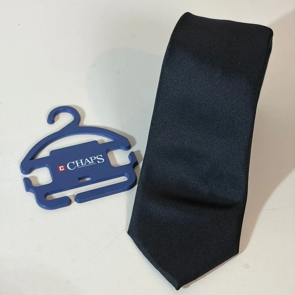 Chaps Mens Black Solid Classic Width‎ Necktie NWT BY050010 Formal Game Day Tie